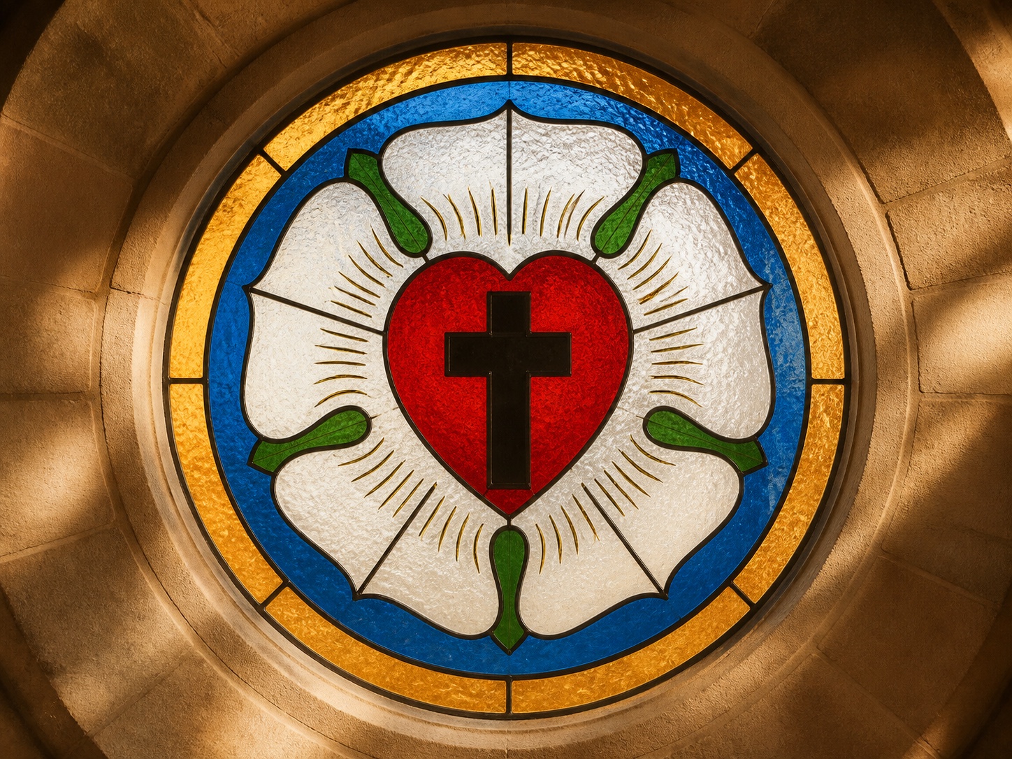 Illustrative stained-glass Luther Rose